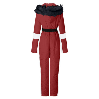 Women's Winter Outdoor Down Ski Jumpsuit with Removable Sports Zipper