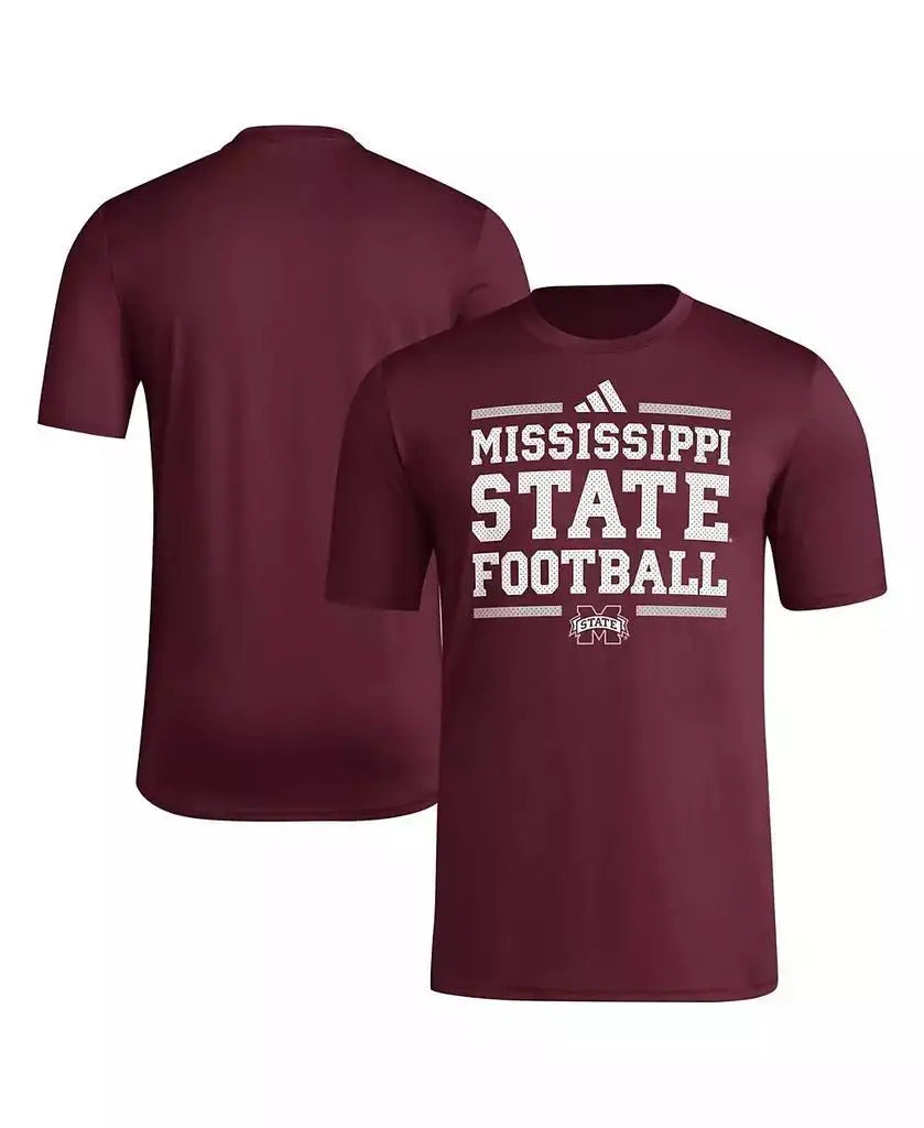 Adidas Men's Maroon AEROREADY Mississippi State Bulldogs Football T-Shirt