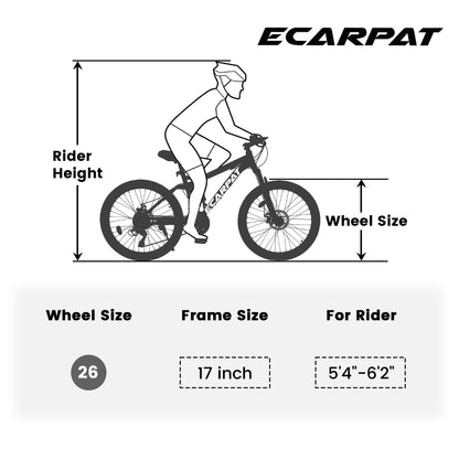 Ecarpat 26 in, 21 Speed Mountain Bike with 4-Inch-Wide Fat Tires for Men/Women