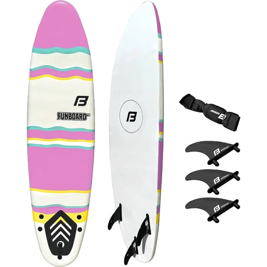 6' Foam FUNBOARD Surfboard - Includes (3) Fins & Leash