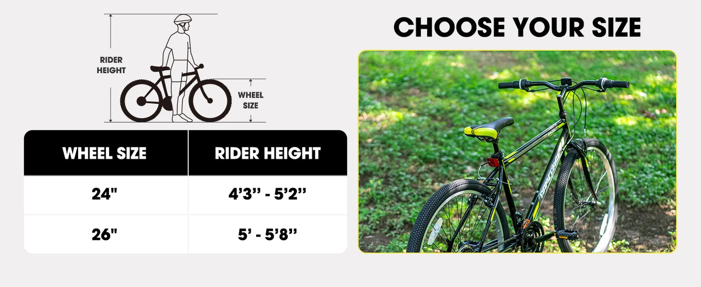 Hiland 24 or 26 in 21 Speed Mountain Bike for Men & Women