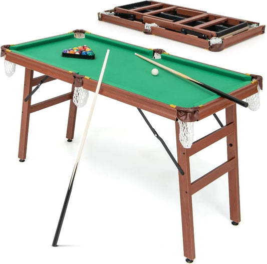 Goplus 55’’ Folding Pool Table Set includes 2 Cue Sticks, 16 Balls, 2 Chalks, Triangle & Brush