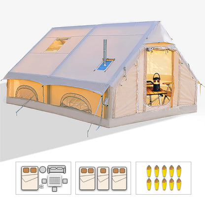 8+ Person Inflatable, Large Portable Tent for Camping with Hand Pump