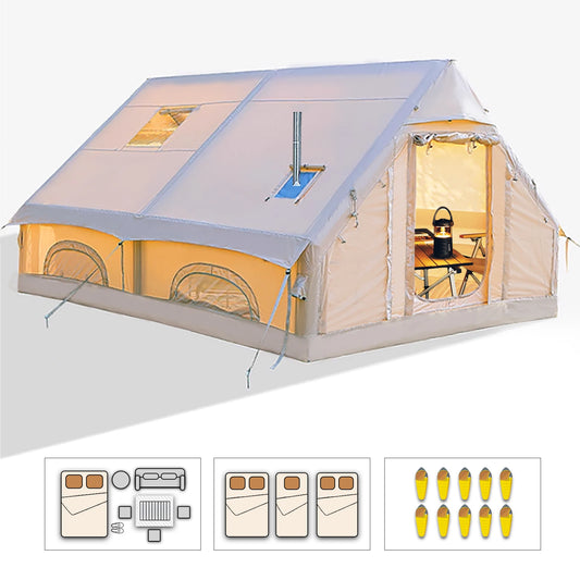 8+ Person Inflatable, Large Portable Tent for Camping with Hand Pump