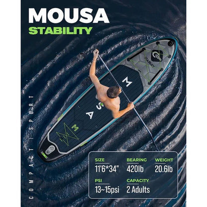 Extra Long & Wide Inflatable Paddle Board, Stable Stand-up for 3 People/Family w/Shoulder Strap &100L Backpack