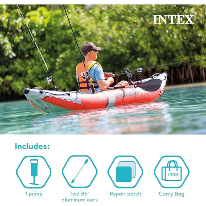 INTEX Excursion Pro K1 Inflatable Kayak Set: Includes Deluxe 86in Kayak Paddles and High-Output Pump