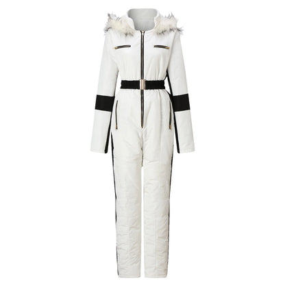 Women's Winter Outdoor Down Ski Jumpsuit with Removable Sports Zipper