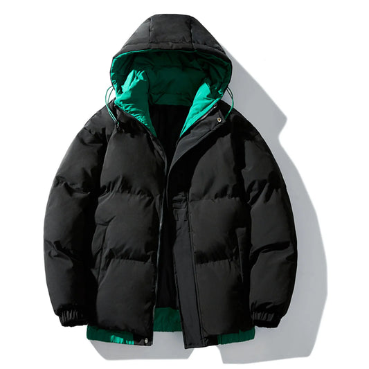 Men's Hooded Windproof Fleece Winter Ski Jacket