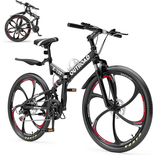 26 Inch Folding 21 Speed Full Suspension Mountain Bike