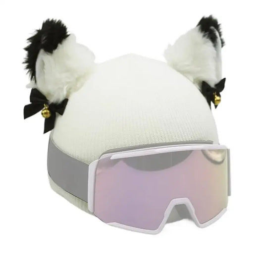 Ski Helmet Cat Ears with Bells Elastic Protective Helmet Wrap for Kids & adults