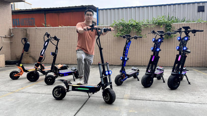 6000W 60V 50AH 11-inch Off-road Folding Electric Scooter with dual motors, removable seat & hydraulic shock absorption