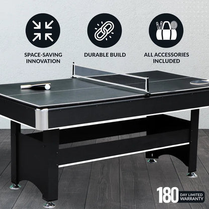6 Ft Pool Table, with Ping Pong for Family Recreation Game Rooms