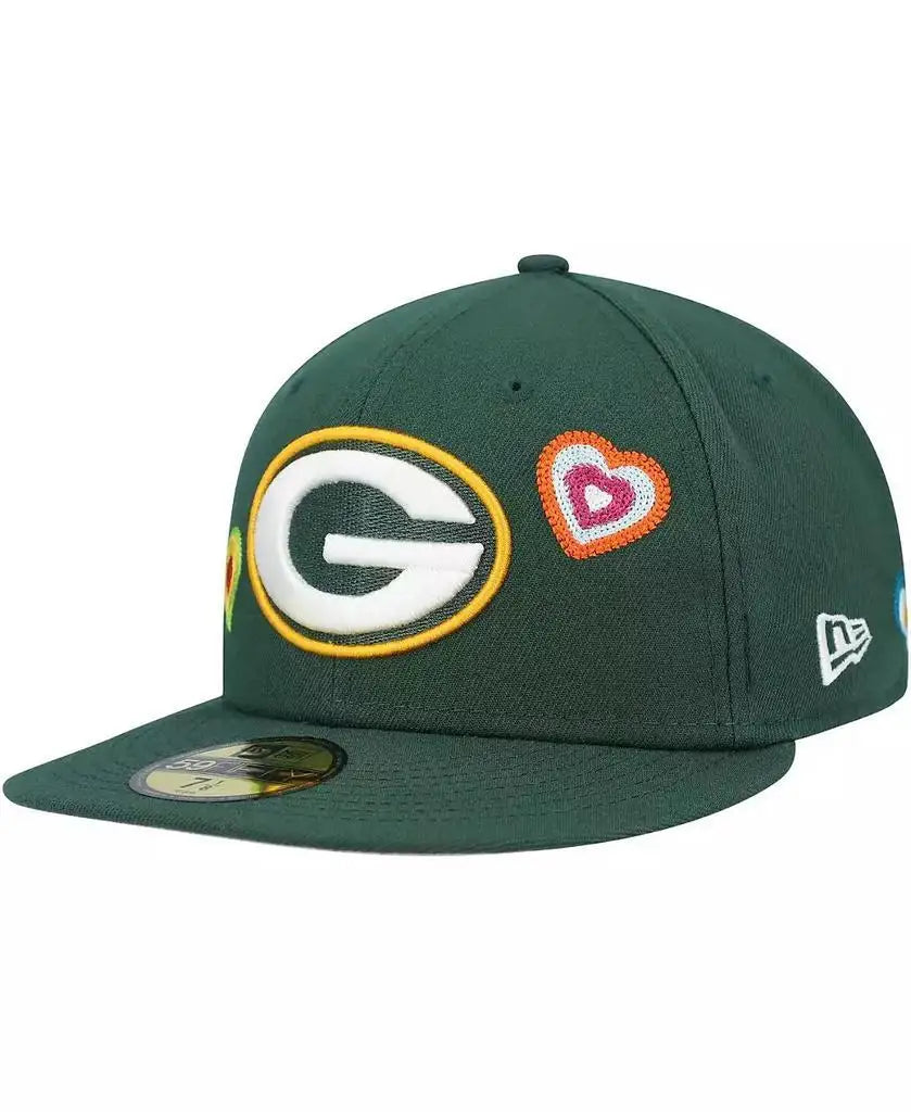 New Era Men's Green Bay Packers Chain Stitch Heart 59FIFTY Fitted Hat