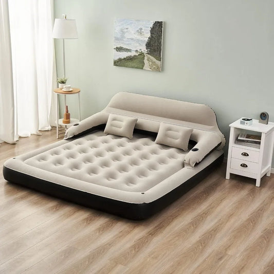 Queen Size Air Mattress Sofa Bed with Headboard and Pillow