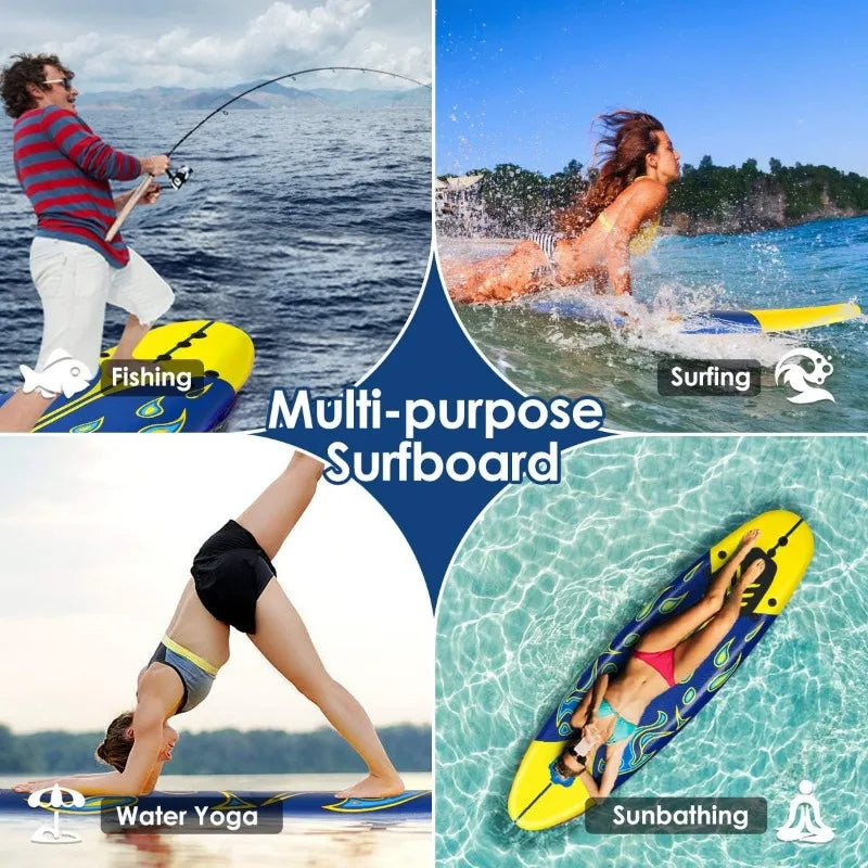 Giantex 6 Ft Foam Surfboard for Kids/Adults with 3 Detachable Fins, Safety Leash