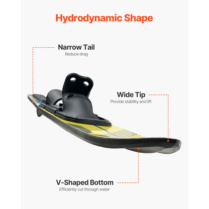 VEVOR High-gloss UV Coated Water Skis with Adjustable Horseshoe Bindings & Padded Rear Toe Plate for Adults