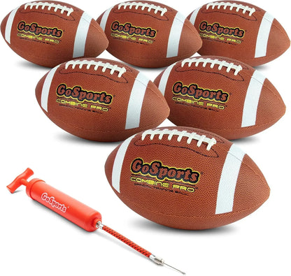 Combine Football 6 Pack - Regulation Size for High School and College - Official Composite Leather Balls