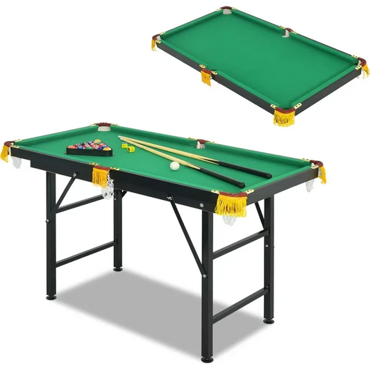 KIDS Portable 47 Inch Folding Billiards Table with 2 Billiard Cues, Ball, Triangle Rack, Brush & Chalk