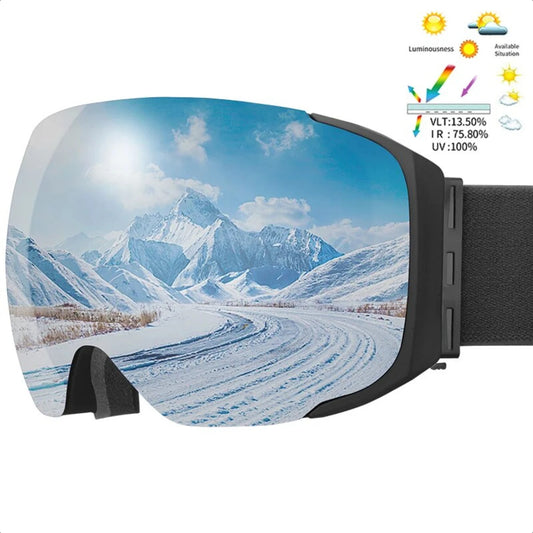 Double Layer Anti-Fog Winter Professional Ski/Snowboard Goggles with UV400 Protection & Interchangeable Lens