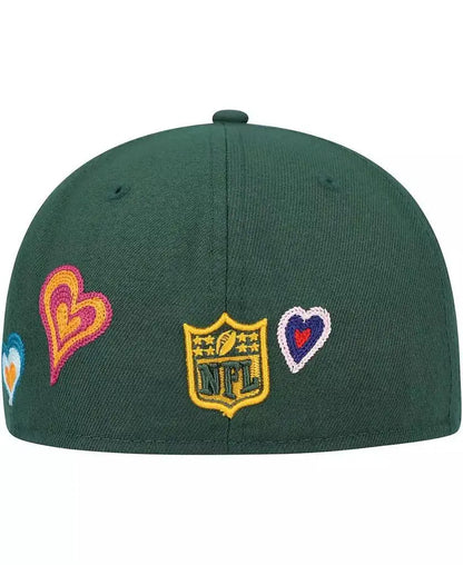 New Era Men's Green Bay Packers Chain Stitch Heart 59FIFTY Fitted Hat