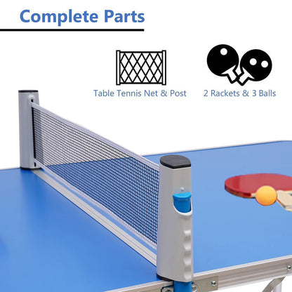 60 in Ping Pong Table with MDF and Aluminum Alloy, High Load-Bearing, Complete Set with Balls and Rackets