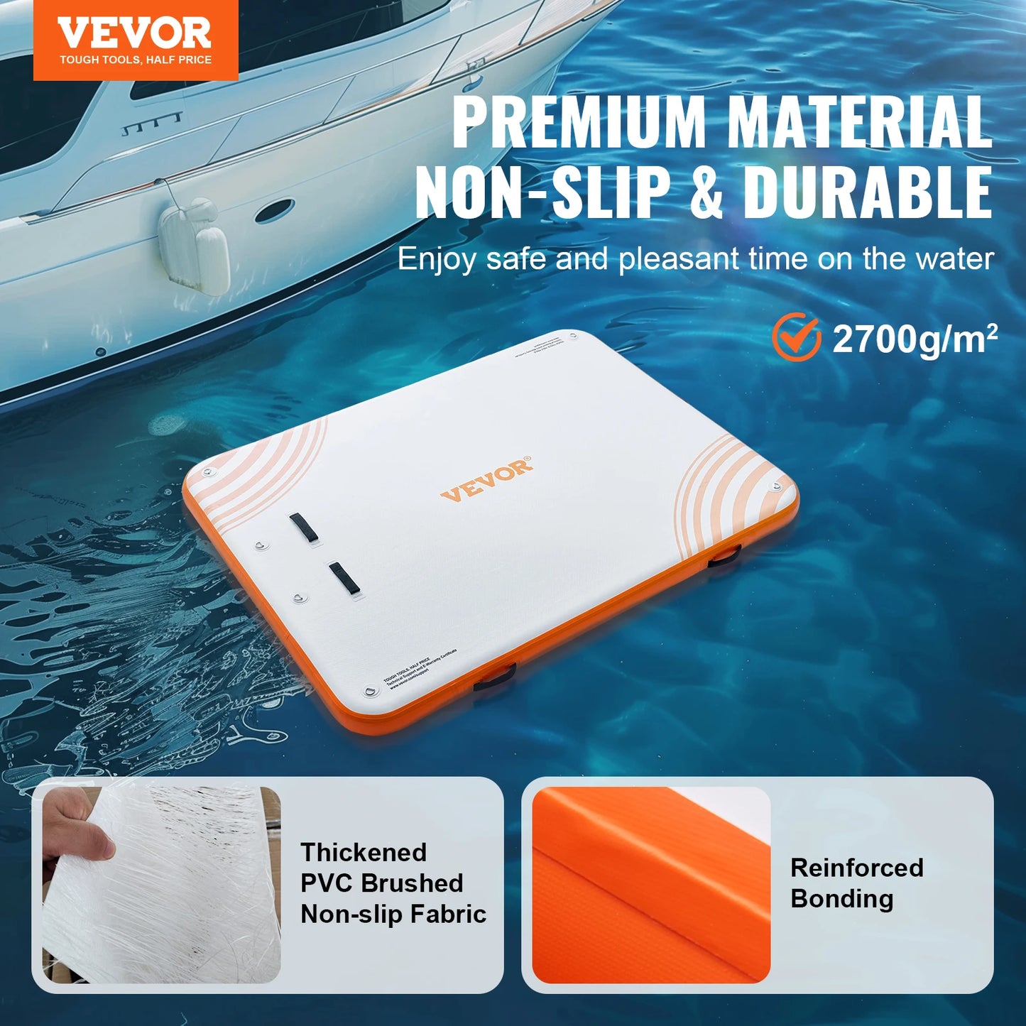 Non-Slip, Inflatable Floating Dock 10x8FT with Detachable Ladder & Portable Carrying Bag