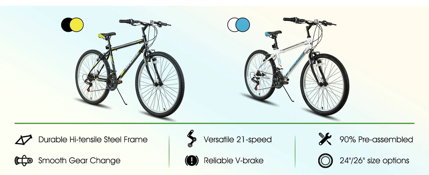 Hiland 24 or 26 in 21 Speed Mountain Bike for Men & Women