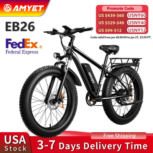 AMYET1500W 48V 26"Adult Fat Tire Mountain Electric Bike