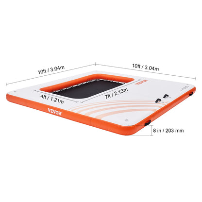 Non-Slip, Inflatable Floating Dock 10x8FT with Detachable Ladder & Portable Carrying Bag
