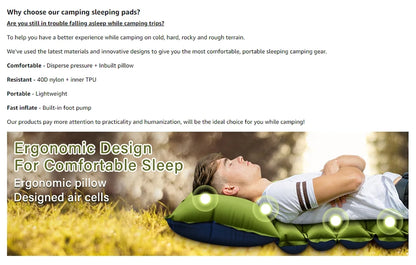 WESTTUNE Ultralight Inflatable Camping Mat 