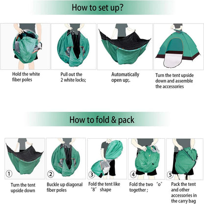 2-3 Person Automatic Pop Up, Portable, Waterproof Camping Tent