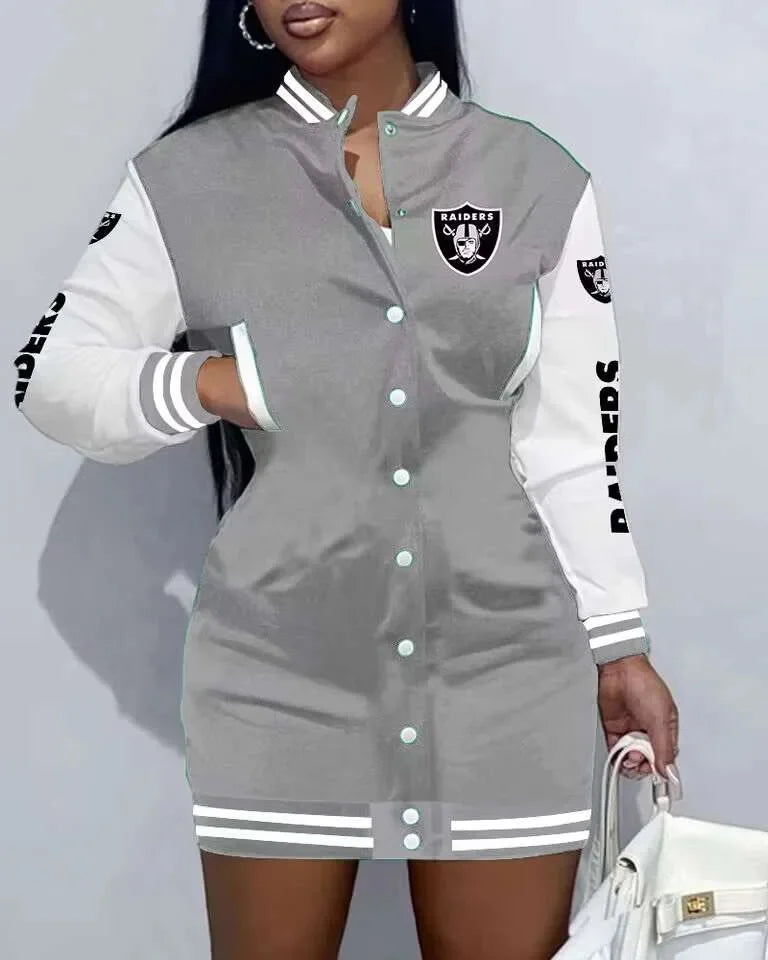 Women's Long Sleeve Digital Print NFL Football Cardigan/Casual Sports Jacket/Short Coat