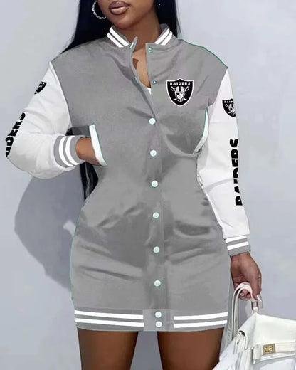 Women's Long Sleeve Digital Print NFL Football Cardigan/Casual Sports Jacket/Short Coat
