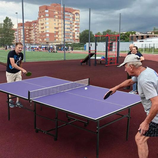 9 ft Professional Indoor/Outdoor portable Ping Pong Table with Net, 2 Paddles and 3 Balls