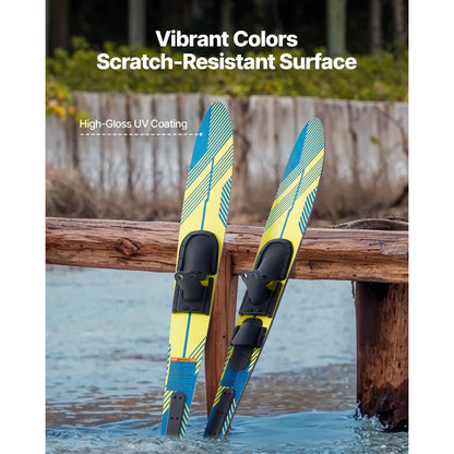 VEVOR High-gloss UV Coated Water Skis with Adjustable Horseshoe Bindings & Padded Rear Toe Plate for Adults