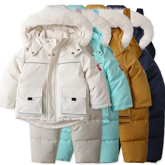 Children's Windproof & Waterproof Down Ski Jacket & Pants