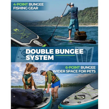Extra Long & Wide Inflatable Paddle Board, Stable Stand-up for 3 People/Family w/Shoulder Strap &100L Backpack