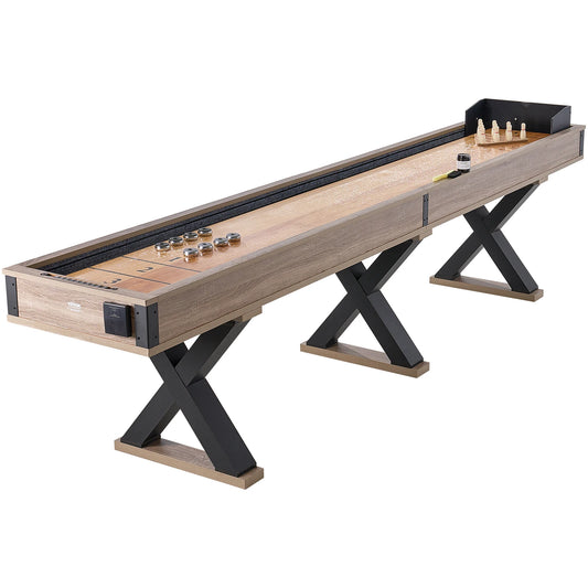 SucceBuy 9 and 12 ft, 2 in 1 Shuffleboard/Bowling Combo Table Game Set