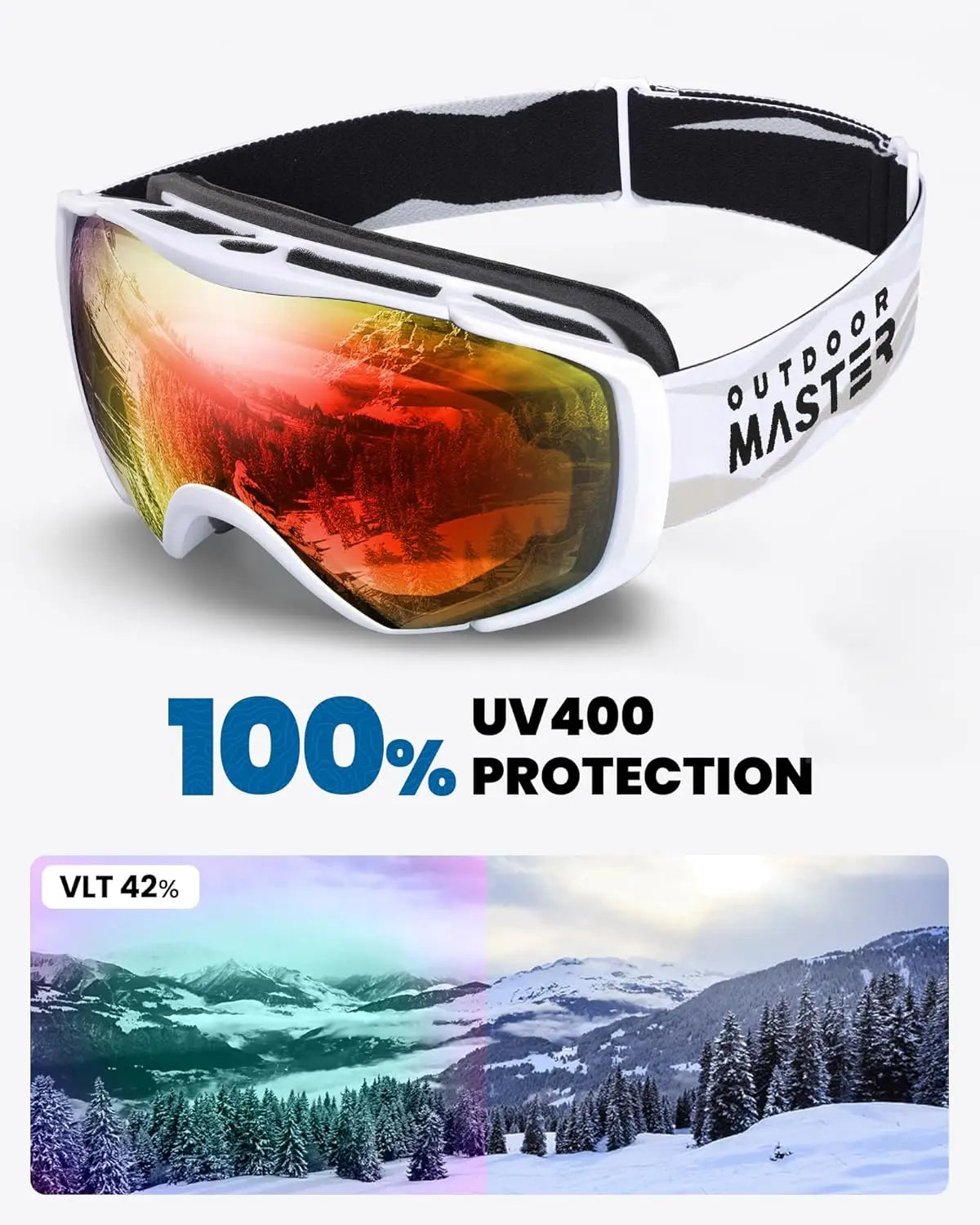Outdoor Master Anti-Fog Ski/Snowboard Goggles with Cover
