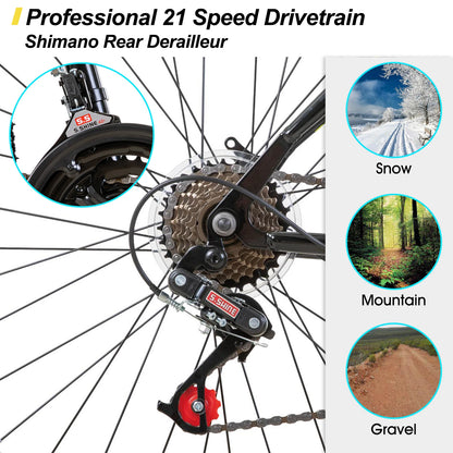 Hiland 24 or 26 in 21 Speed Mountain Bike for Men & Women