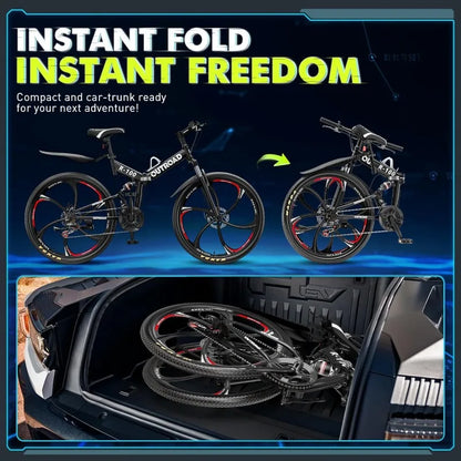 26 Inch Folding 21 Speed Full Suspension Mountain Bike