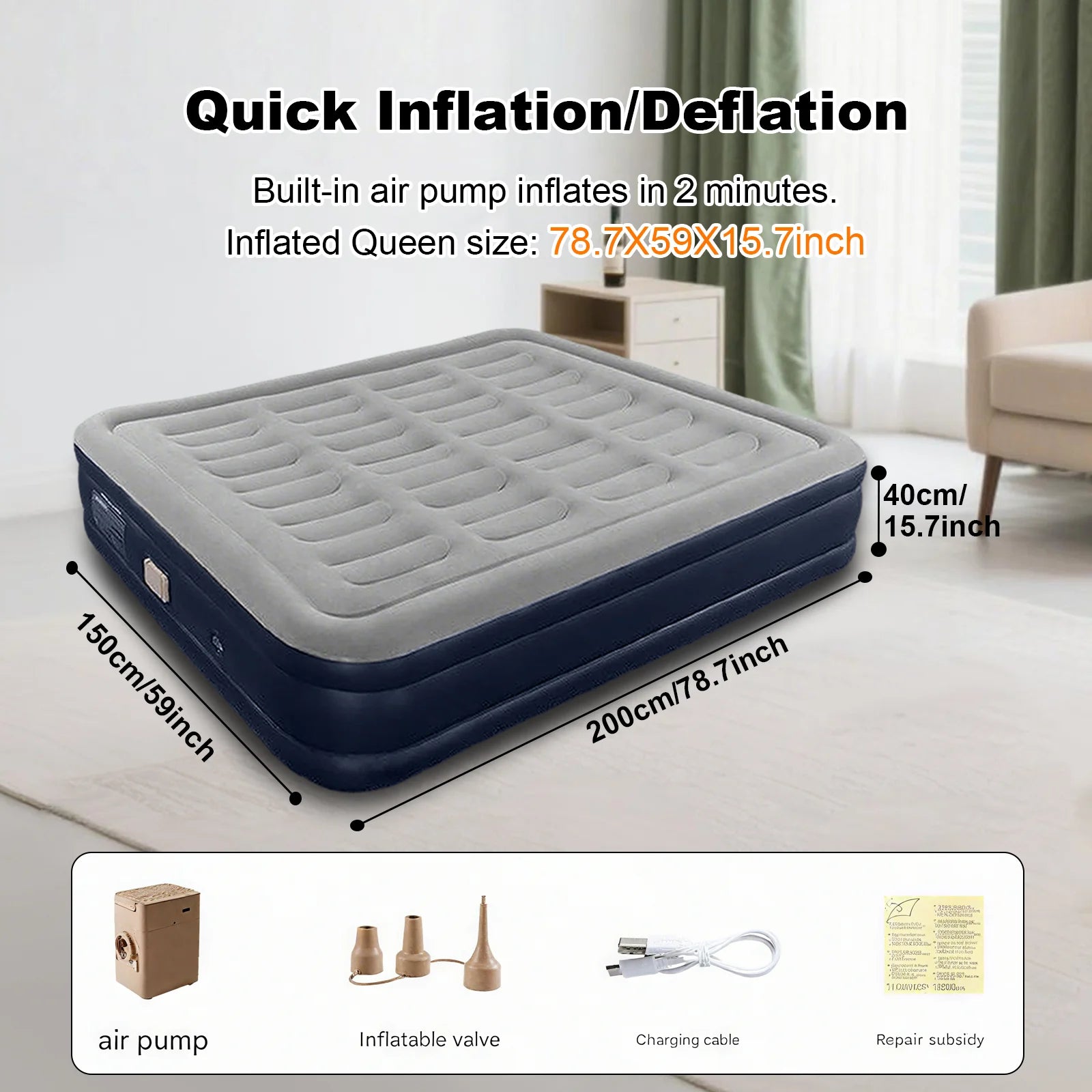 1-2 Person PVC Automatic Inflatable Camping Mattress