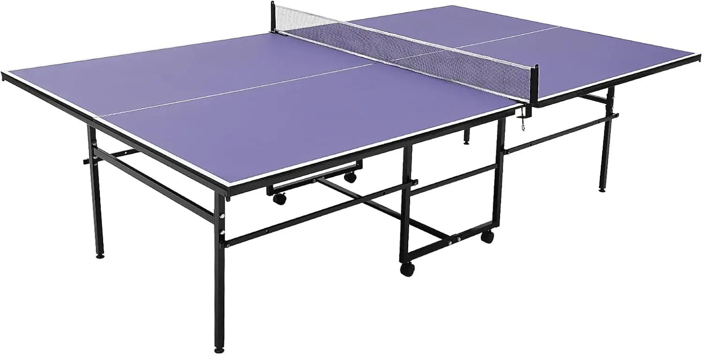 9 ft Professional Indoor/Outdoor portable Ping Pong Table with Net, 2 Paddles and 3 Balls