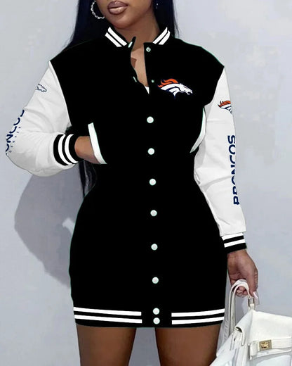 Women's Long Sleeve Digital Print NFL Football Cardigan/Casual Sports Jacket/Short Coat