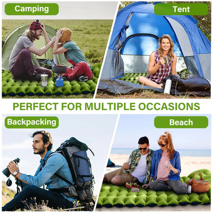 WESTTUNE Double 4" Thick Inflatable Camping Mattress Pad with Pillow & Built-in Foot Pump