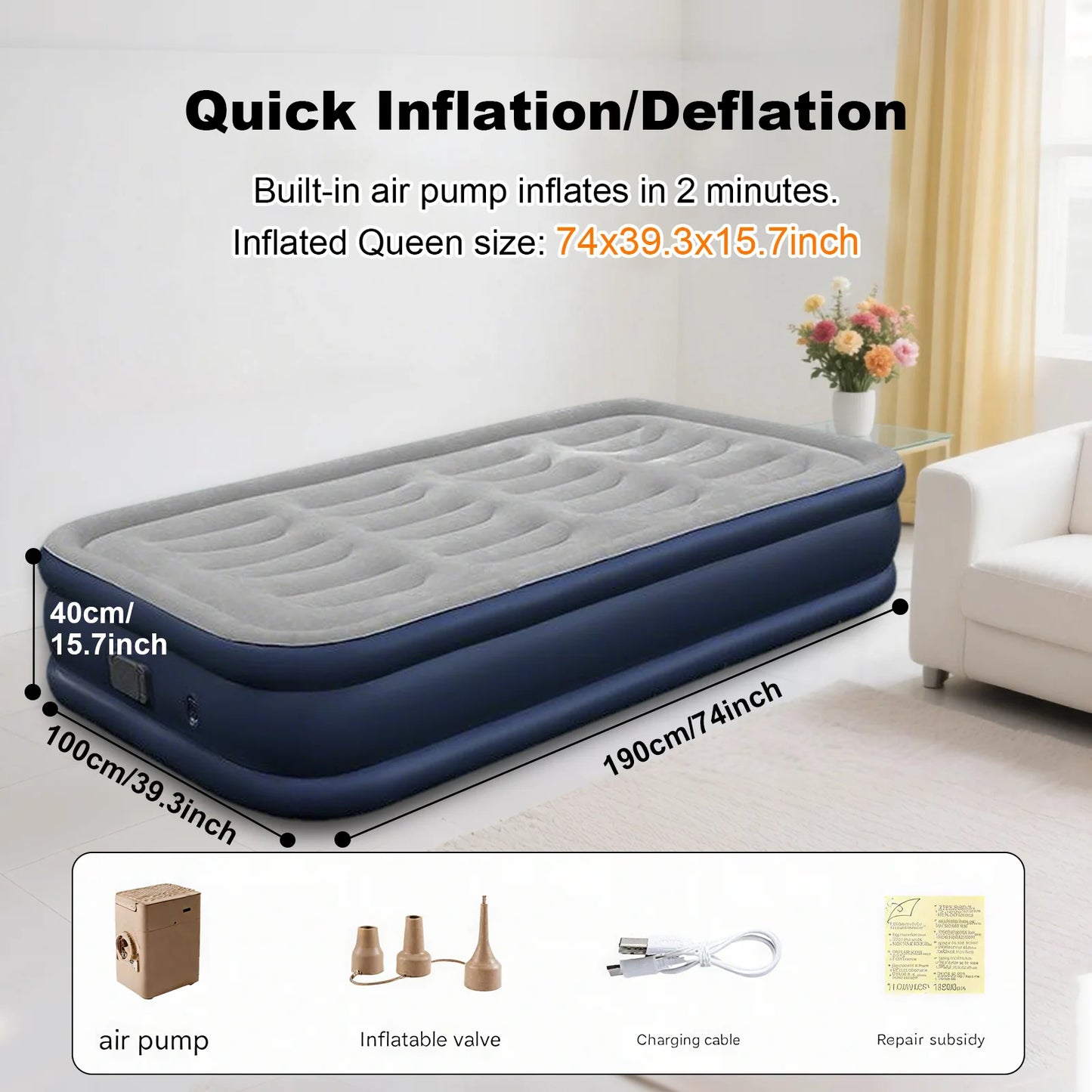 1-2 Person PVC Automatic Inflatable Camping Mattress