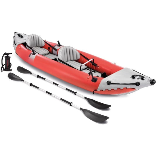 2-Person Inflatable Kayak Set: Includes Deluxe 86in Kayak Paddles & High-Output Pump–400lb Weight Capacity