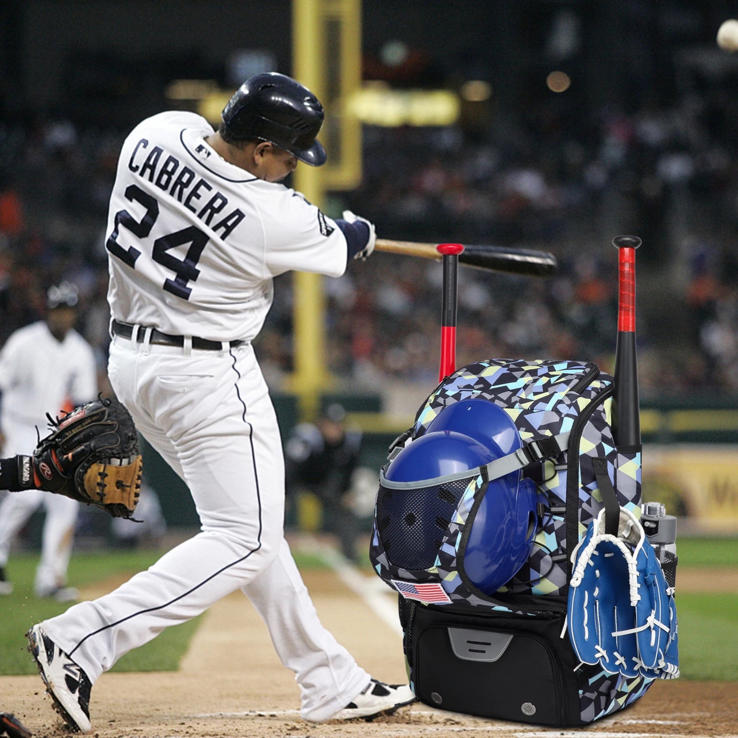 Large Capacity Baseball/Softball Equipment Bag Backpack with Shoe Compartment & Bat Bag for Youth