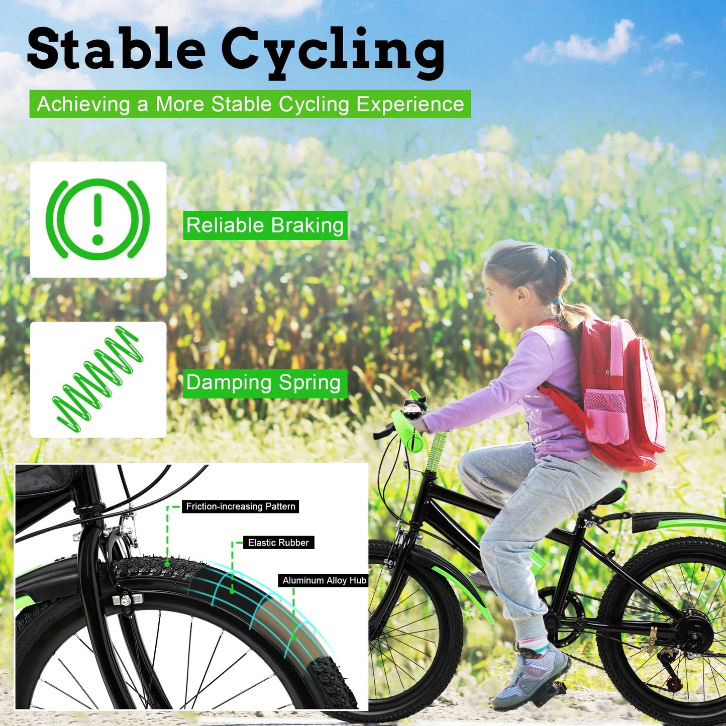 20 In Mountain Kids' Bike, 7 Speed Gears with Adjustable Seat for Boys & Girls 8-13 years