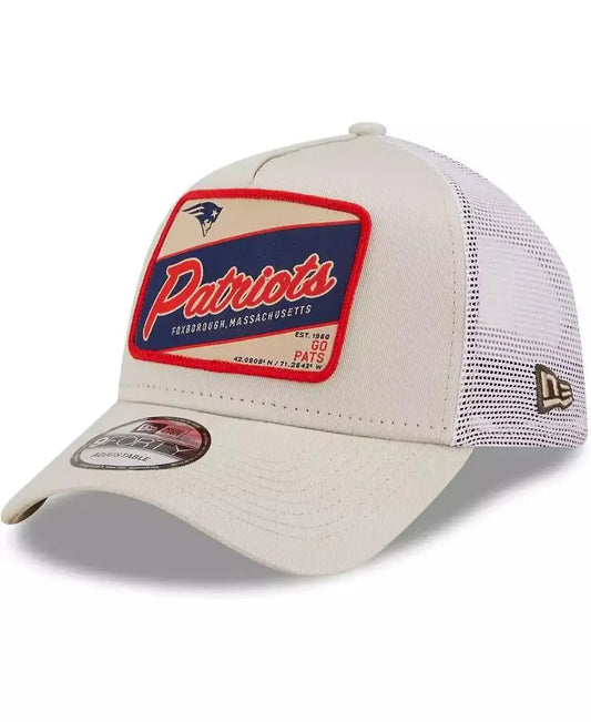 New England Patriots Officially Licensed NFL Unisex Khaki White 9FIFTY Snapback Cap